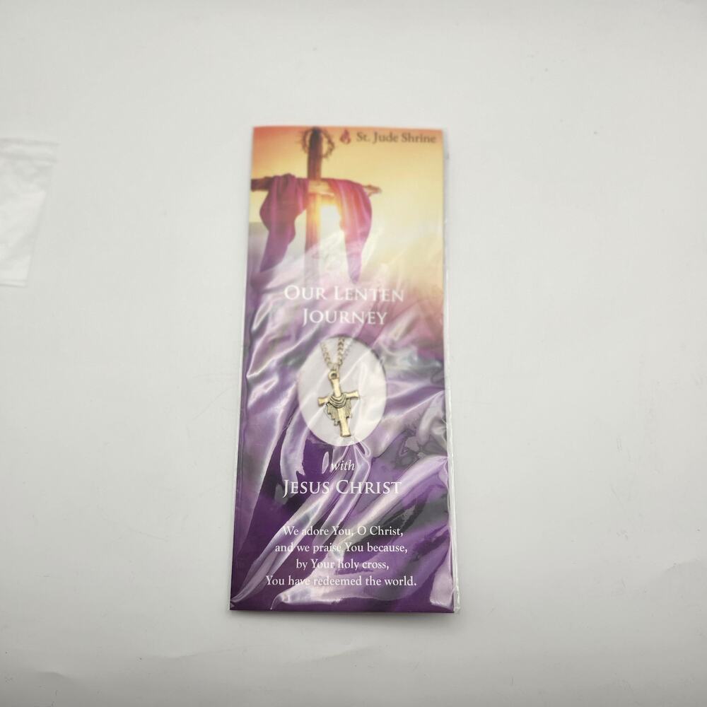 St Jude Shrine Our Lenten Journey Jesus Christ Cross Necklace Prayer Card Sealed